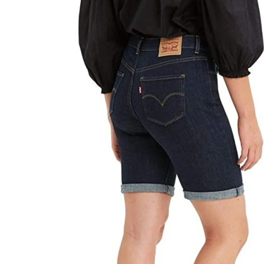 Levi's 501‎ Bermuda Dark Wash Distressed Jean Shorts